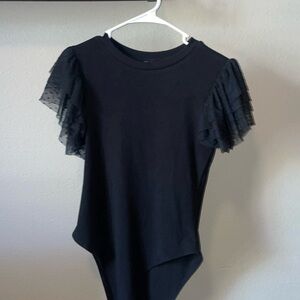 Black Ruffle Bodysuit